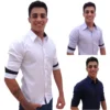 CAMISA MASCULINA MANGA EM CONTRASTE