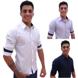 CAMISA MASCULINA MANGA EM CONTRASTE